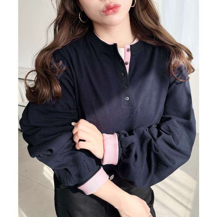 ヘンリーネックバイカラー配色リブロンT | moment+ | 詳細画像31 