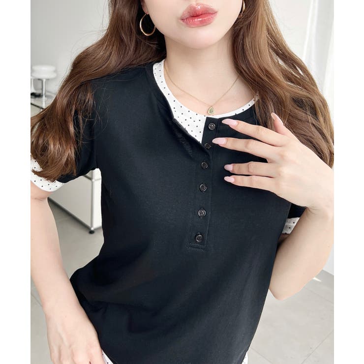 ヘンリーネックレイヤード半袖Tシャツ | moment+ | 詳細画像12 