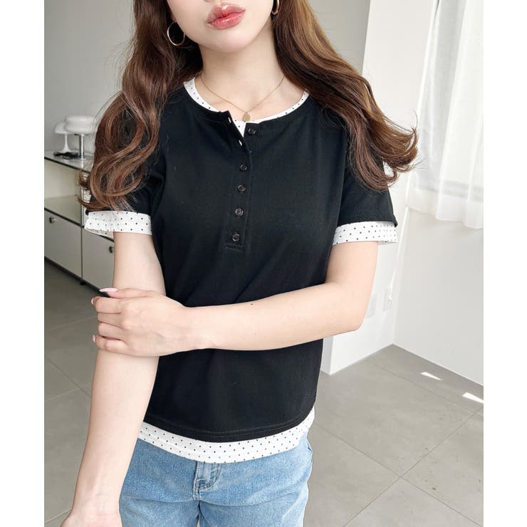 ヘンリーネックレイヤード半袖Tシャツ | moment+ | 詳細画像14 