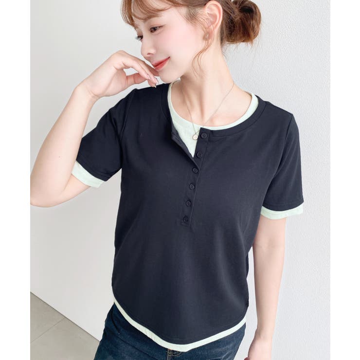 ヘンリーネックレイヤード半袖Tシャツ | moment+ | 詳細画像21 