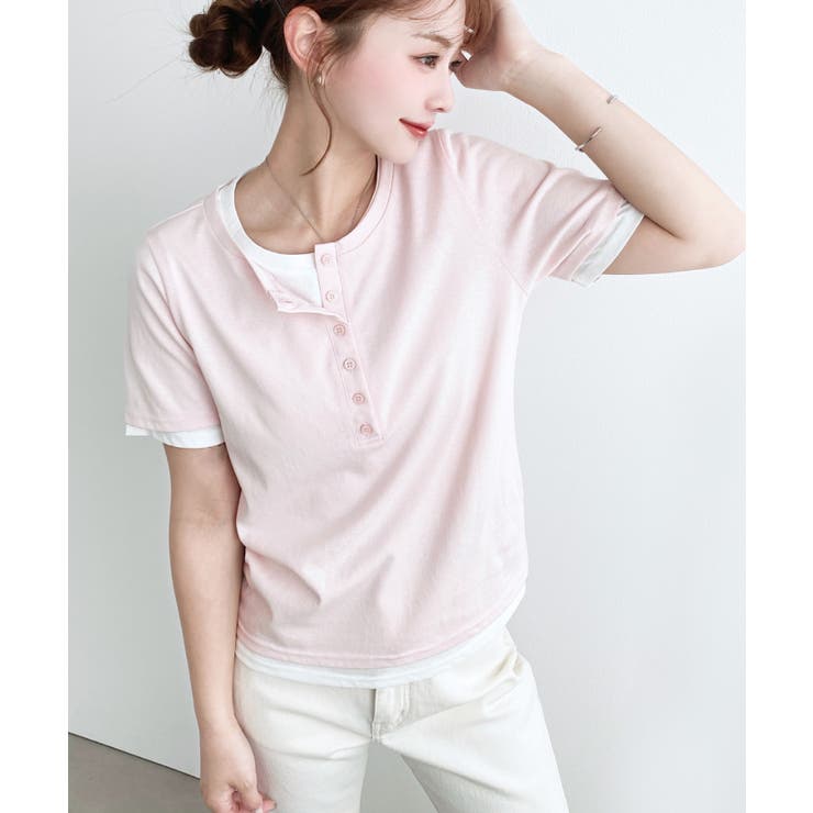 ヘンリーネックレイヤード半袖Tシャツ | moment+ | 詳細画像31 
