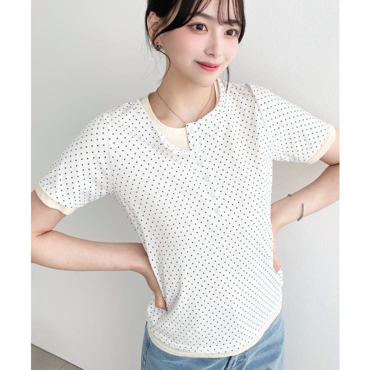 ヘンリーネックレイヤード半袖Tシャツ | moment+ | 詳細画像7 