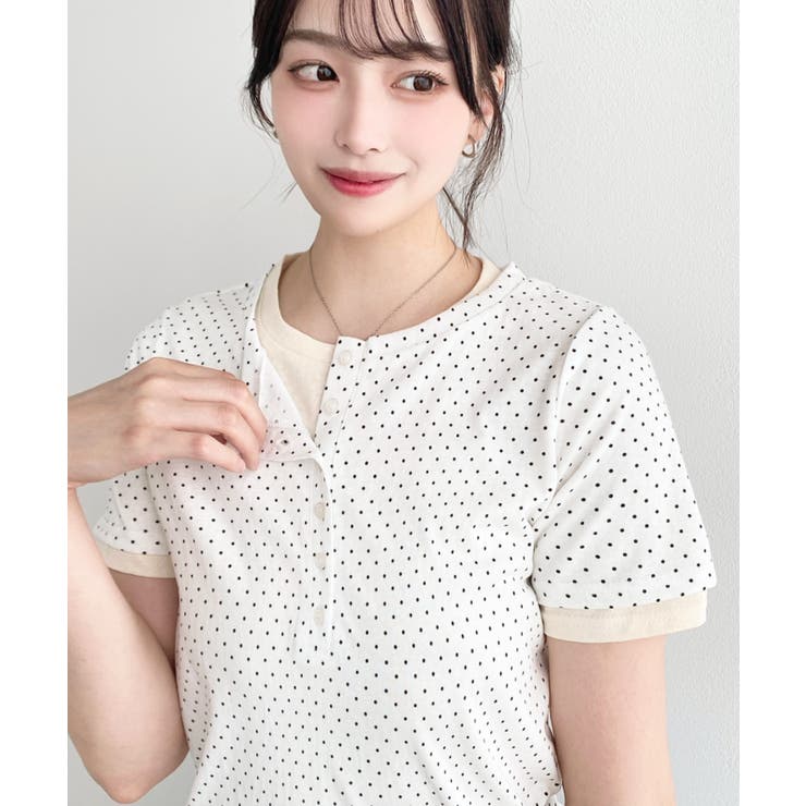 ヘンリーネックレイヤード半袖Tシャツ | moment+ | 詳細画像8 