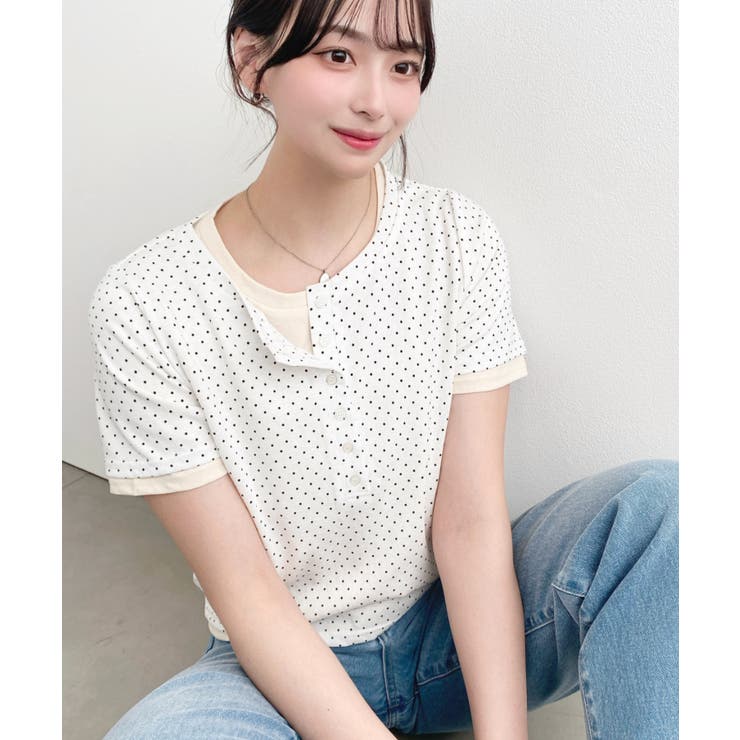 ヘンリーネックレイヤード半袖Tシャツ | moment+ | 詳細画像9 