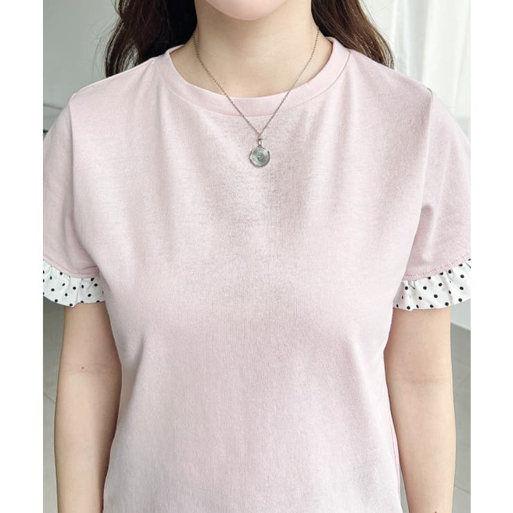 配色ドット袖口フリル半袖Tシャツ | moment+ | 詳細画像30 