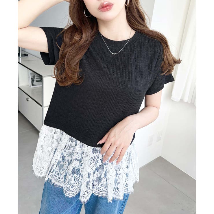 裾フリルレース半袖Tシャツ | moment+ | 詳細画像12 