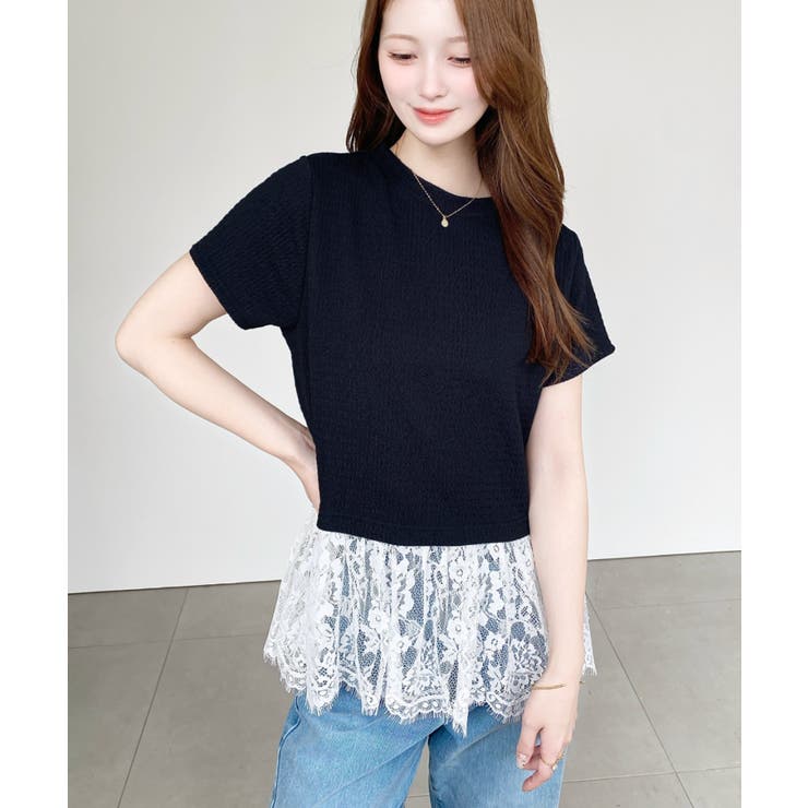 裾フリルレース半袖Tシャツ | moment+ | 詳細画像23 