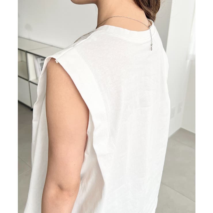 無地＆ボーダーショルダータックノースリーブTシャツ 綿100％天竺. | moment+ | 詳細画像11 