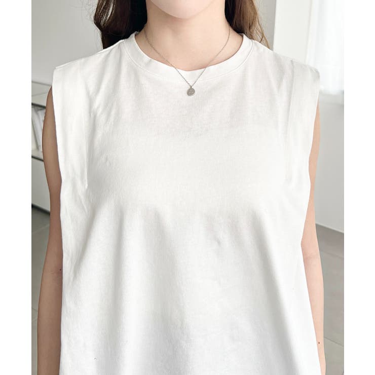 無地＆ボーダーショルダータックノースリーブTシャツ 綿100％天竺. | moment+ | 詳細画像8 