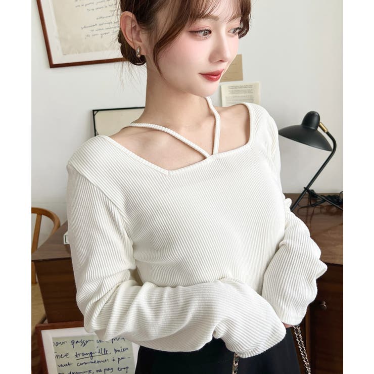 前後2WAY スクエアホルターネックプルオーバー	T/Cカットテレコリブ | moment+ | 詳細画像10