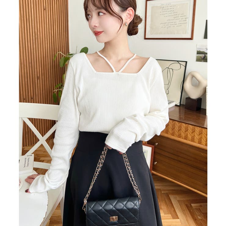 前後2WAY スクエアホルターネックプルオーバー	T/Cカットテレコリブ | moment+ | 詳細画像11