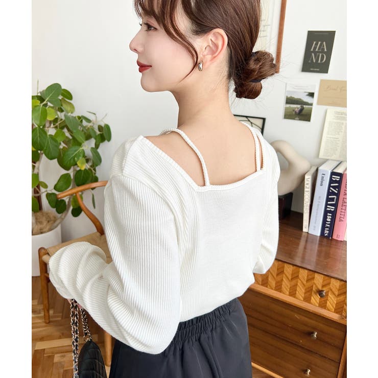 前後2WAY スクエアホルターネックプルオーバー	T/Cカットテレコリブ | moment+ | 詳細画像12