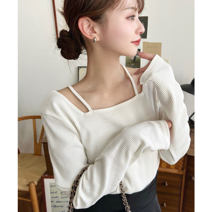 前後2WAY スクエアホルターネックプルオーバー	T/Cカットテレコリブ | moment+ | 詳細画像13