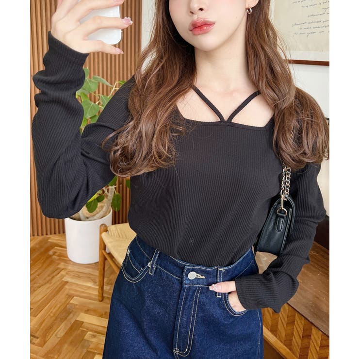 前後2WAY スクエアホルターネックプルオーバー	T/Cカットテレコリブ | moment+ | 詳細画像16