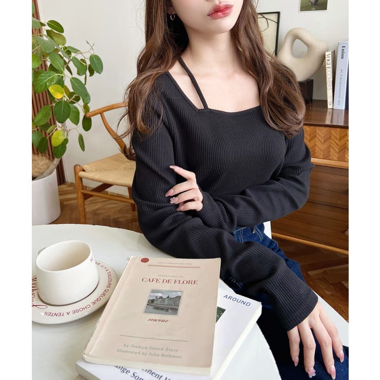 前後2WAY スクエアホルターネックプルオーバー	T/Cカットテレコリブ | moment+ | 詳細画像18