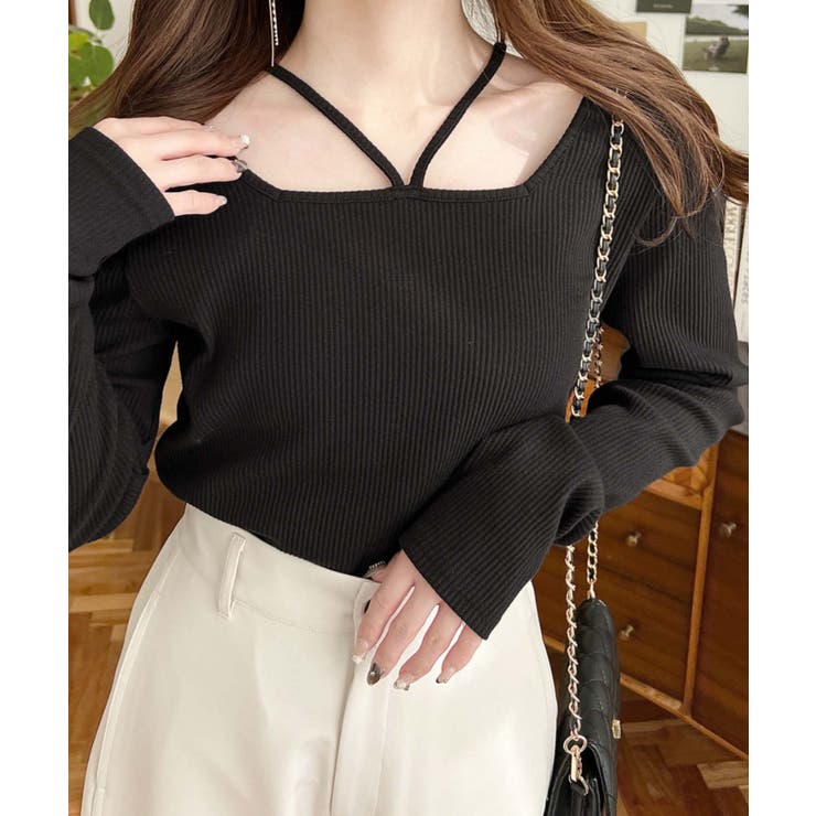 前後2WAY スクエアホルターネックプルオーバー	T/Cカットテレコリブ | moment+ | 詳細画像23