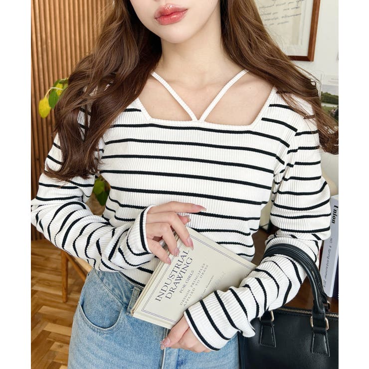 前後2WAY スクエアホルターネックプルオーバー	T/Cカットテレコリブ | moment+ | 詳細画像25