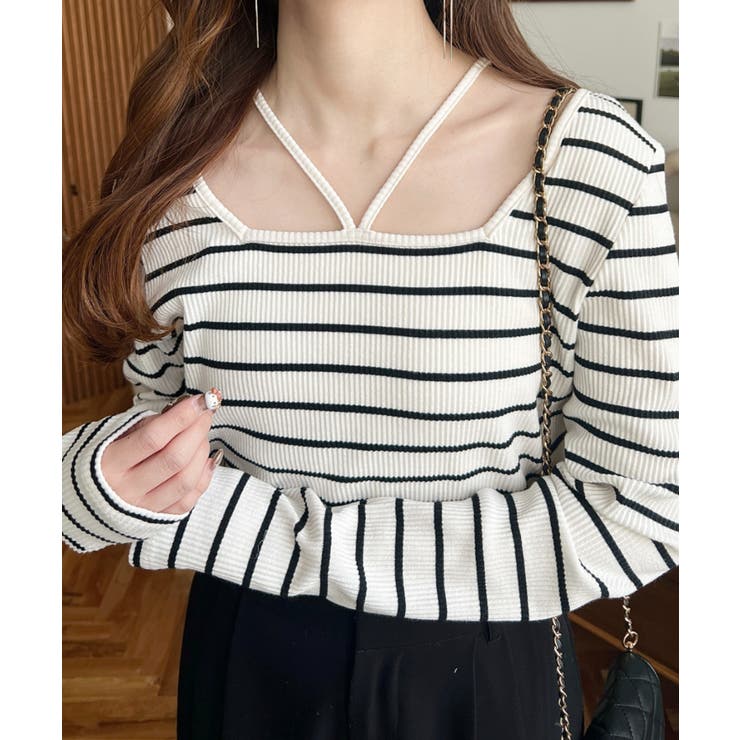 前後2WAY スクエアホルターネックプルオーバー	T/Cカットテレコリブ | moment+ | 詳細画像29