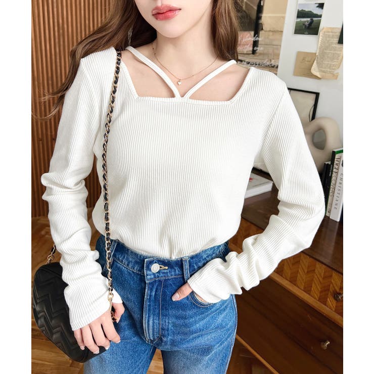 前後2WAY スクエアホルターネックプルオーバー	T/Cカットテレコリブ | moment+ | 詳細画像3