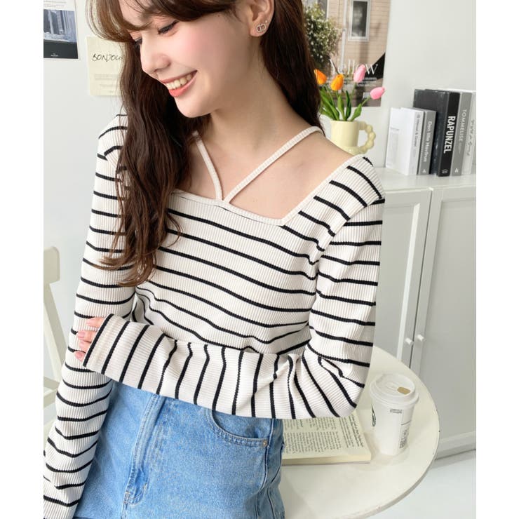 前後2WAY スクエアホルターネックプルオーバー	T/Cカットテレコリブ | moment+ | 詳細画像31