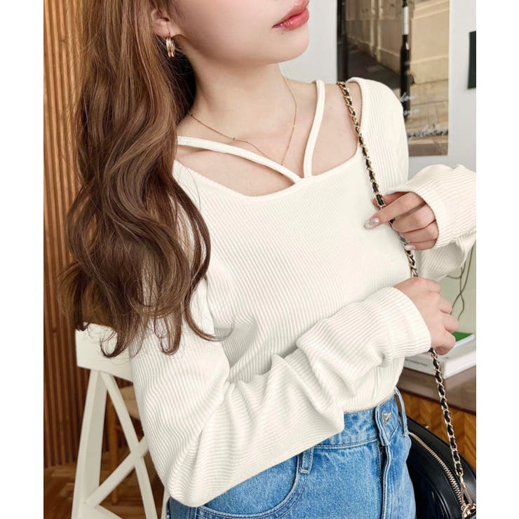 前後2WAY スクエアホルターネックプルオーバー	T/Cカットテレコリブ | moment+ | 詳細画像34