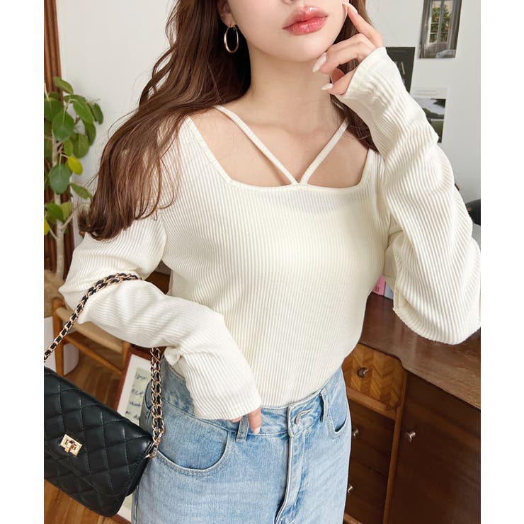 前後2WAY スクエアホルターネックプルオーバー	T/Cカットテレコリブ | moment+ | 詳細画像37