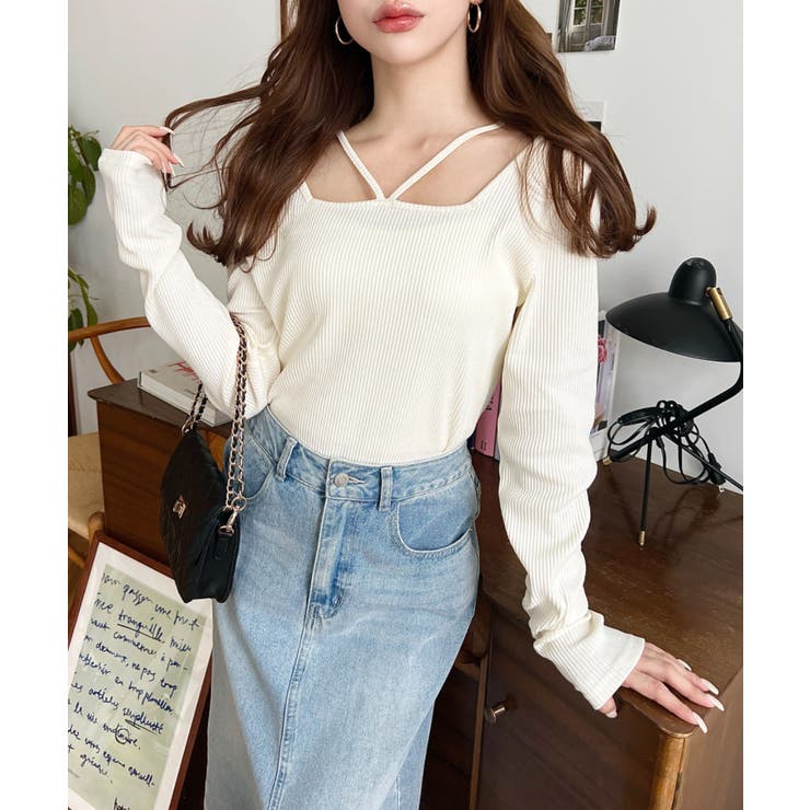 前後2WAY スクエアホルターネックプルオーバー	T/Cカットテレコリブ | moment+ | 詳細画像38