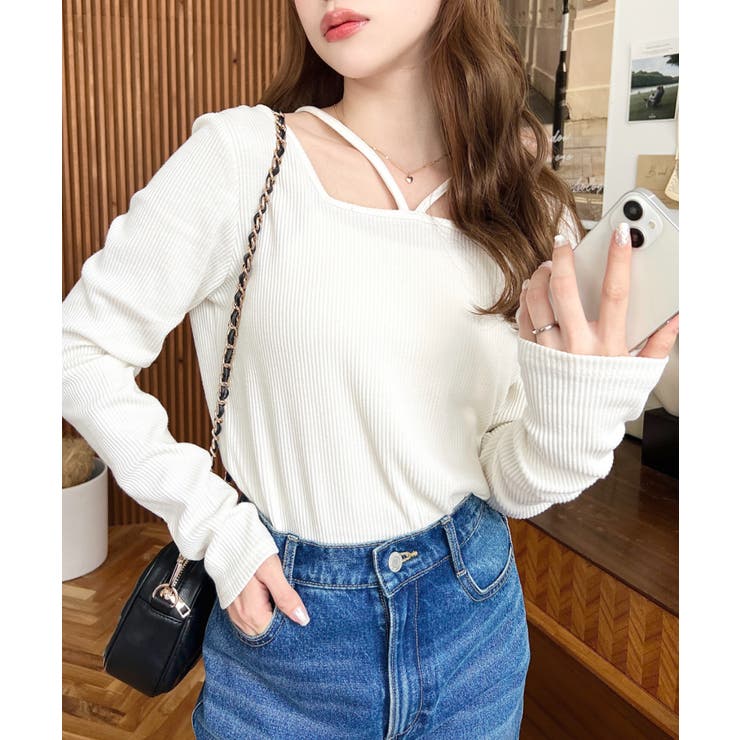 前後2WAY スクエアホルターネックプルオーバー	T/Cカットテレコリブ | moment+ | 詳細画像4