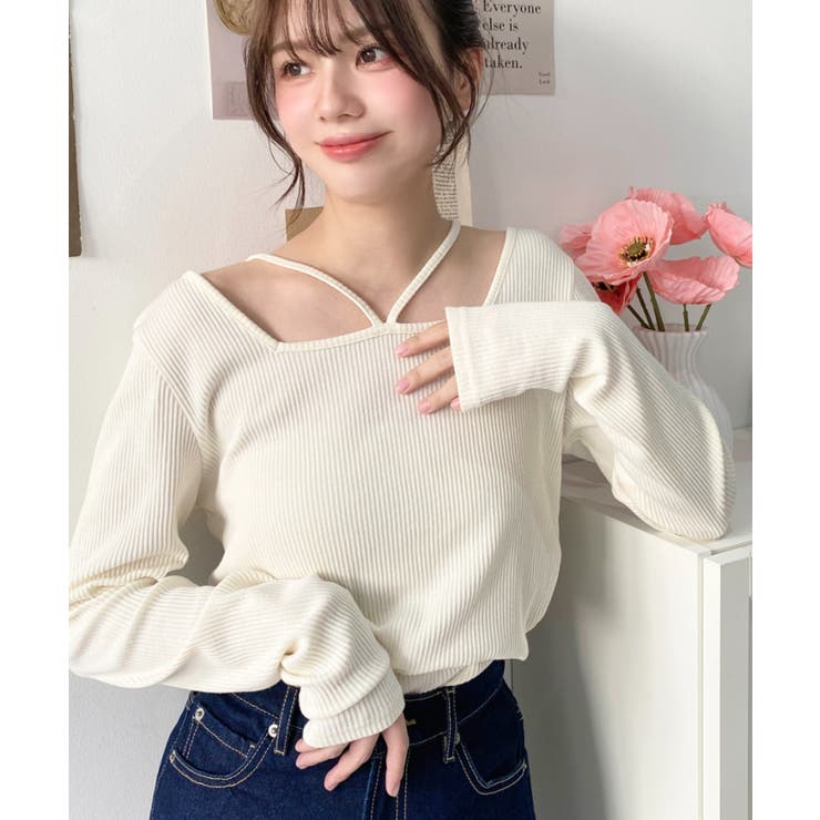 前後2WAY スクエアホルターネックプルオーバー	T/Cカットテレコリブ | moment+ | 詳細画像39