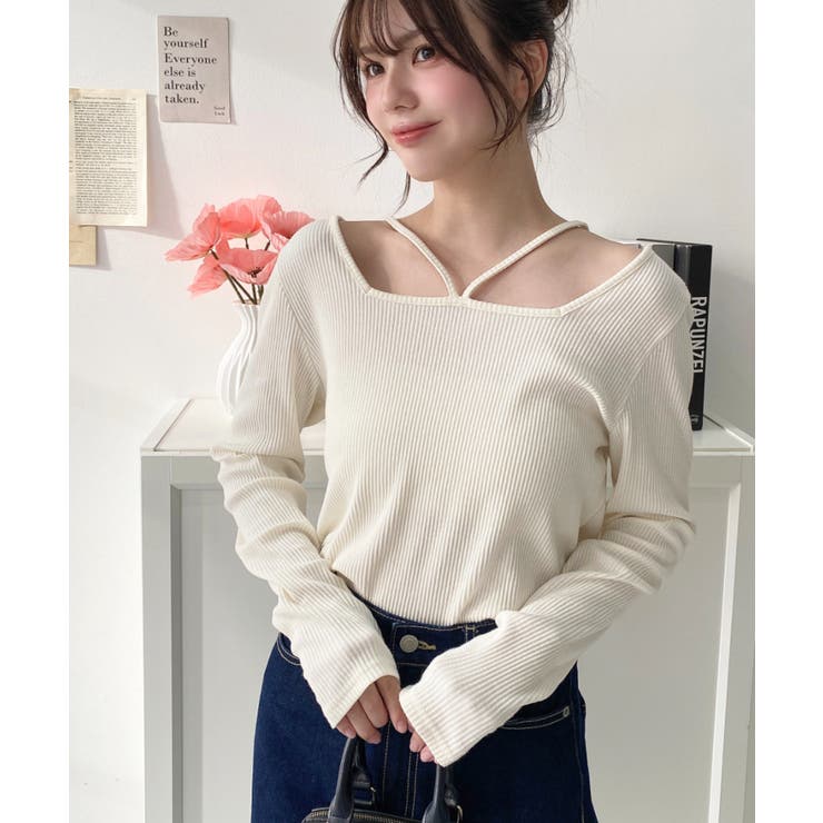 前後2WAY スクエアホルターネックプルオーバー	T/Cカットテレコリブ | moment+ | 詳細画像40