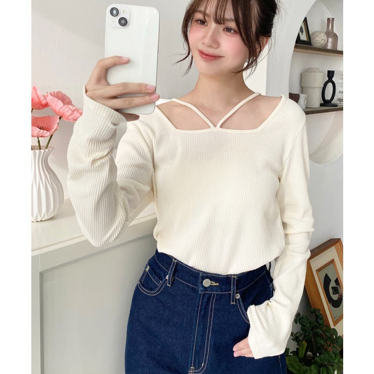 前後2WAY スクエアホルターネックプルオーバー	T/Cカットテレコリブ | moment+ | 詳細画像41