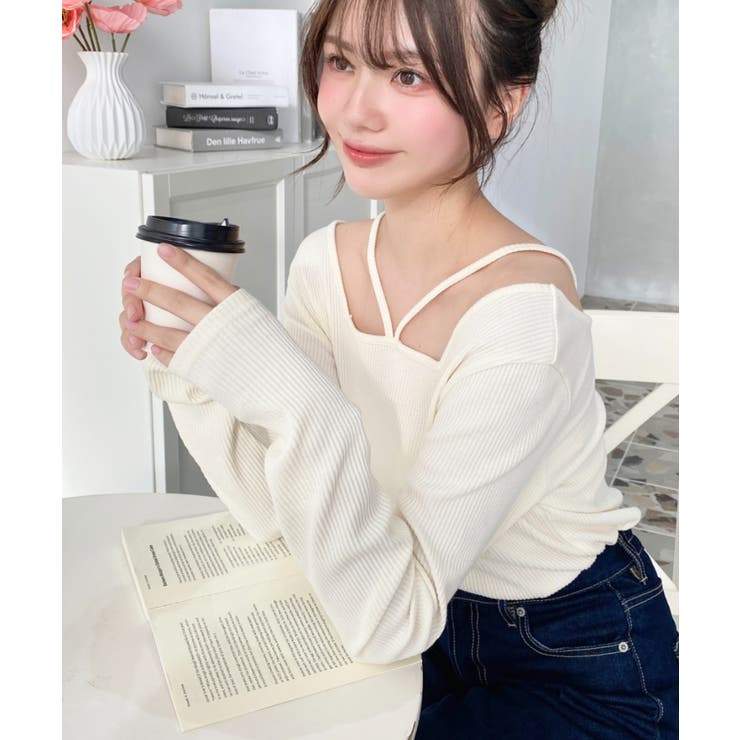 前後2WAY スクエアホルターネックプルオーバー	T/Cカットテレコリブ | moment+ | 詳細画像42