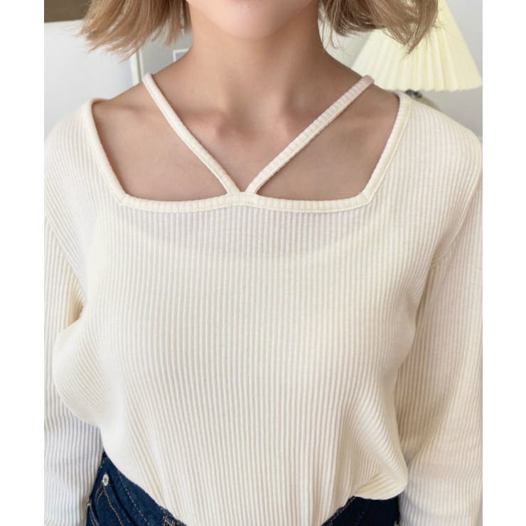 前後2WAY スクエアホルターネックプルオーバー	T/Cカットテレコリブ | moment+ | 詳細画像44