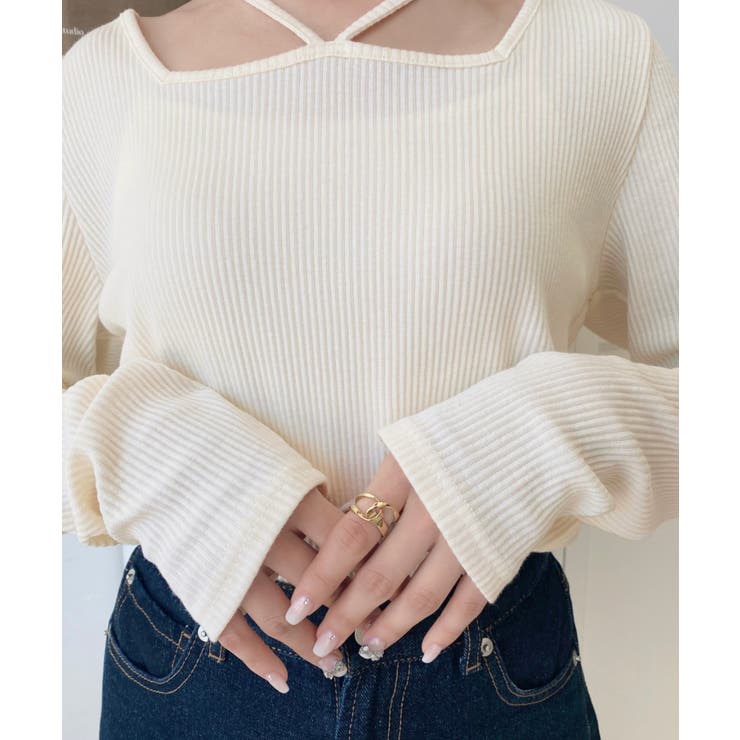 前後2WAY スクエアホルターネックプルオーバー	T/Cカットテレコリブ | moment+ | 詳細画像45