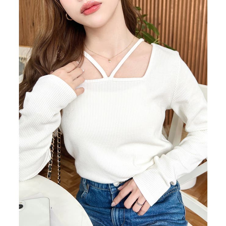 前後2WAY スクエアホルターネックプルオーバー	T/Cカットテレコリブ | moment+ | 詳細画像5