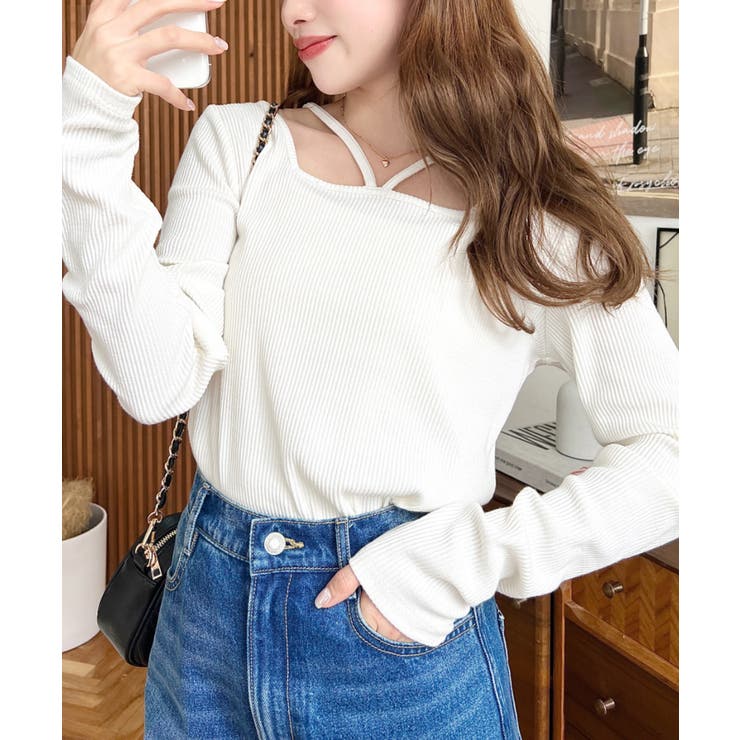 前後2WAY スクエアホルターネックプルオーバー	T/Cカットテレコリブ | moment+ | 詳細画像7