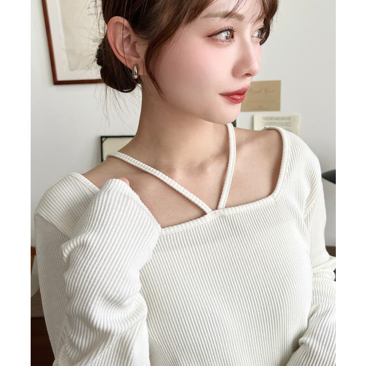 前後2WAY スクエアホルターネックプルオーバー	T/Cカットテレコリブ | moment+ | 詳細画像8