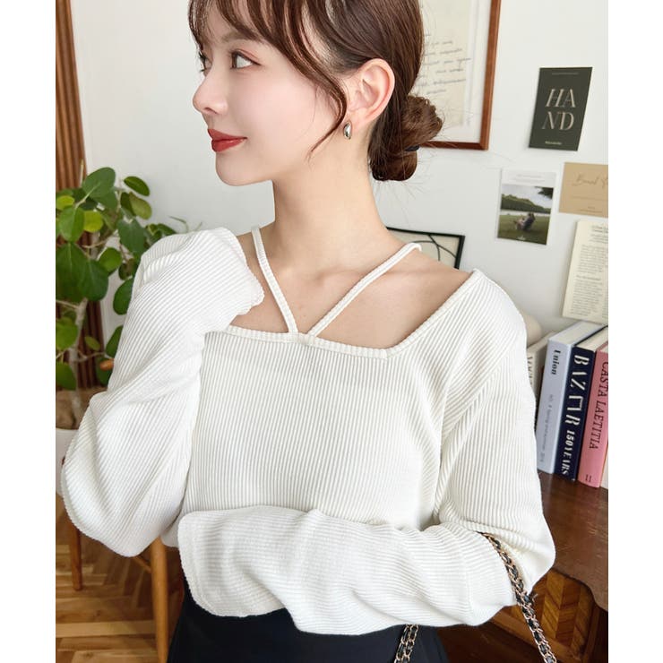 前後2WAY スクエアホルターネックプルオーバー	T/Cカットテレコリブ | moment+ | 詳細画像9