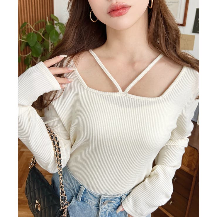 ナチュラル | 前後2WAY スクエアホルターネックプルオーバー	T/Cカットテレコリブ | moment+