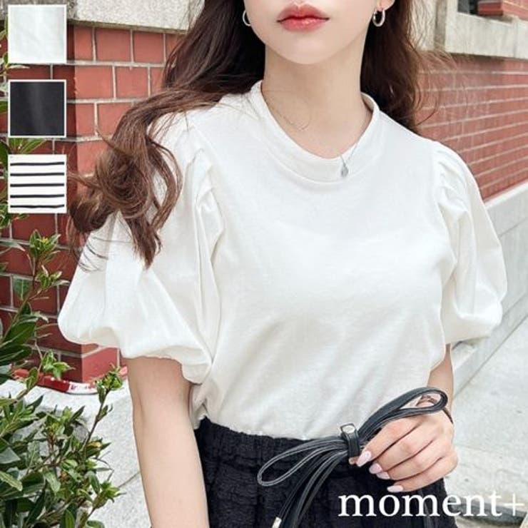 バックリボンパフスリーブ半袖Tシャツ | moment+ | 詳細画像1 