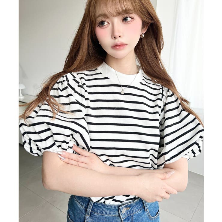 バックリボンパフスリーブ半袖Tシャツ | moment+ | 詳細画像15 