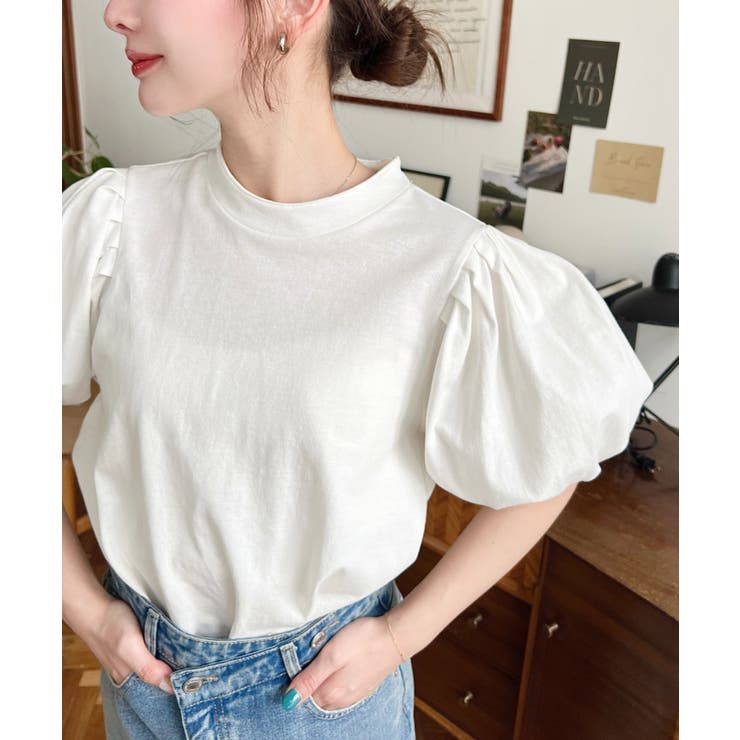 バックリボンパフスリーブ半袖Tシャツ | moment+ | 詳細画像3 