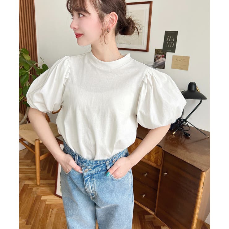 バックリボンパフスリーブ半袖Tシャツ | moment+ | 詳細画像4 