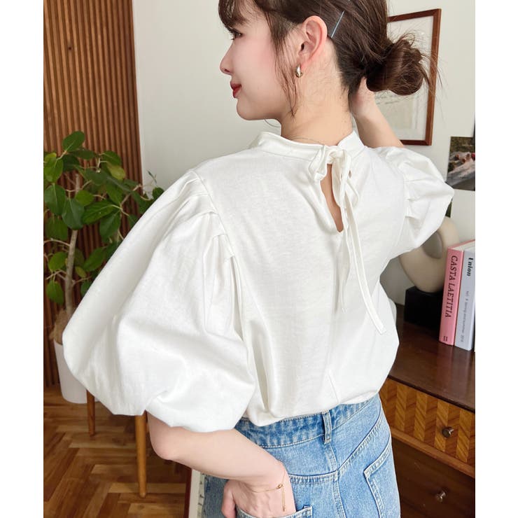 バックリボンパフスリーブ半袖Tシャツ | moment+ | 詳細画像5 