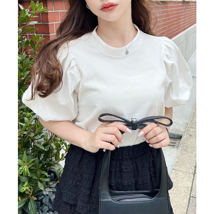 バックリボンパフスリーブ半袖Tシャツ | moment+ | 詳細画像6 