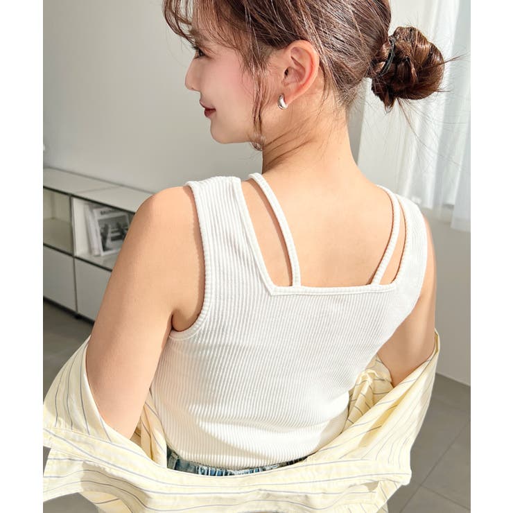 前後2WAYスクエアホルタータンクトップ T Cカットテレコリブ＆カラーネップテ… | moment+ | 詳細画像16 