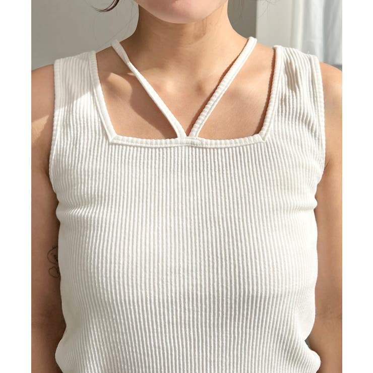 前後2WAYスクエアホルタータンクトップ T Cカットテレコリブ＆カラーネップテ… | moment+ | 詳細画像20 