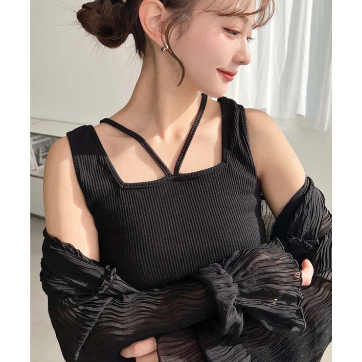 前後2WAYスクエアホルタータンクトップ T Cカットテレコリブ＆カラーネップテ… | moment+ | 詳細画像39 