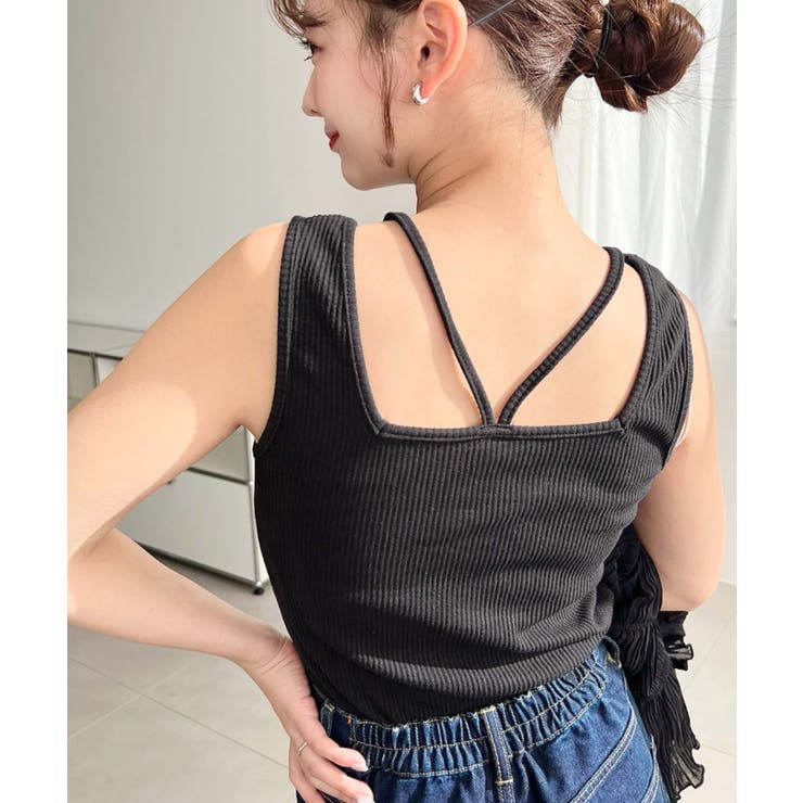 前後2WAYスクエアホルタータンクトップ T Cカットテレコリブ＆カラーネップテ… | moment+ | 詳細画像42 