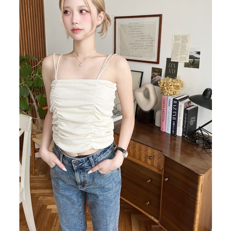 TCカットテレコリブシャーリングダブルストラップキャミソール | moment+ | 詳細画像10 